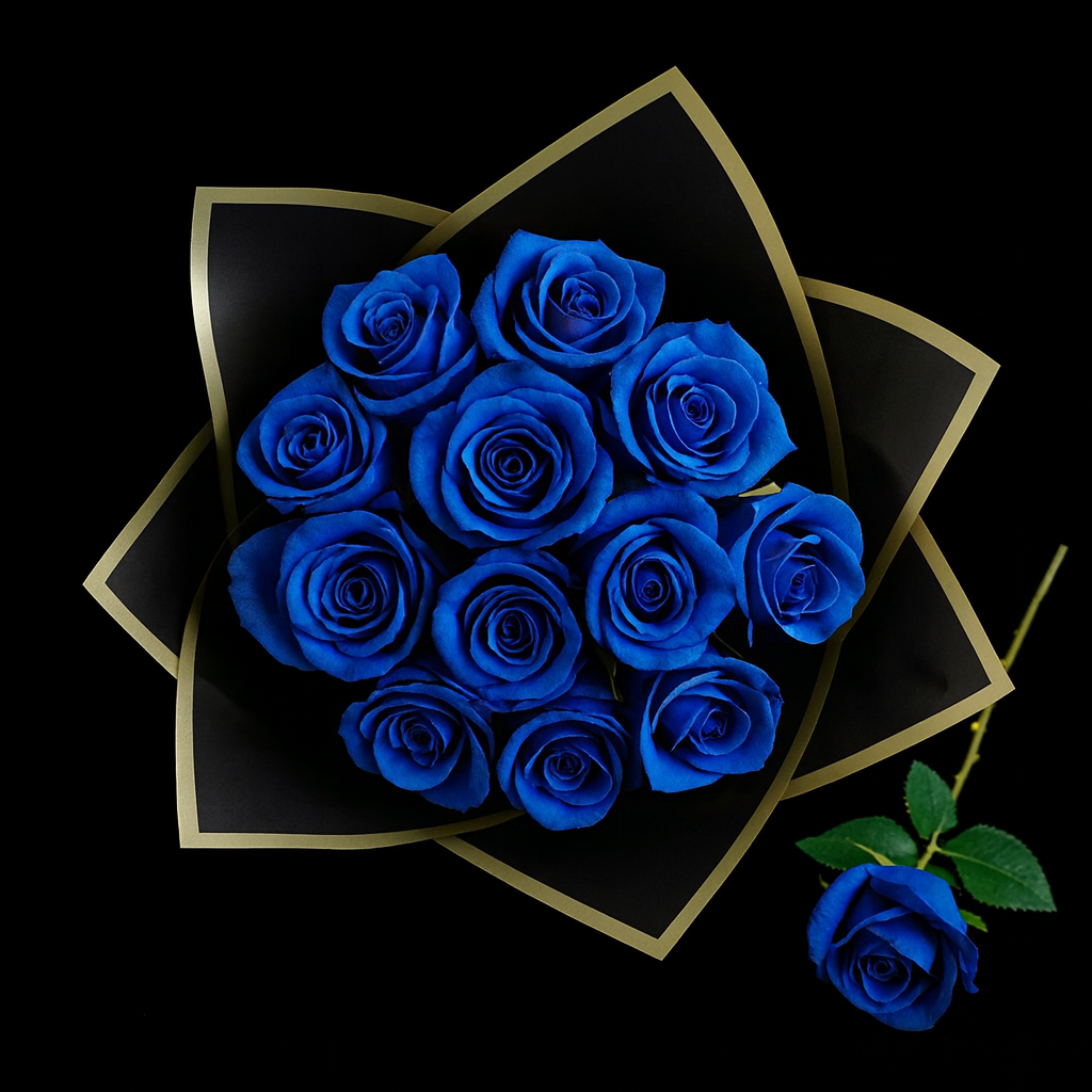 12 Rozen Boeket - Blauw