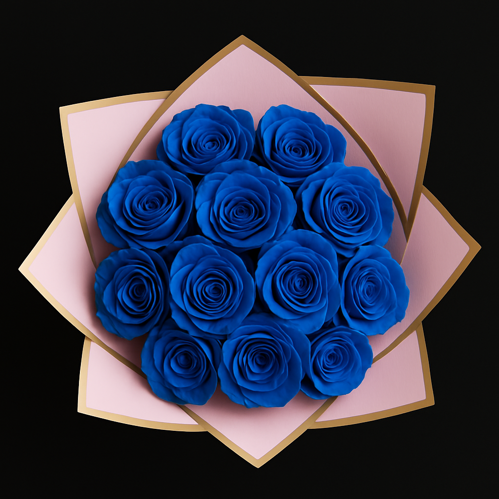 12 Rozen Boeket - Blauw