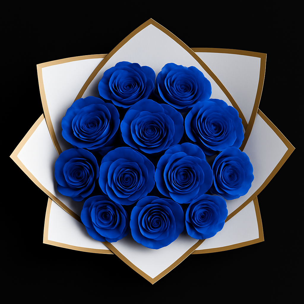 12 Rozen Boeket - Blauw