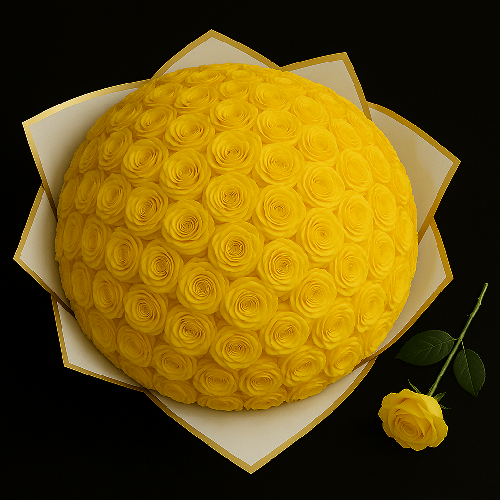 100 Rozen Boeket - Geel