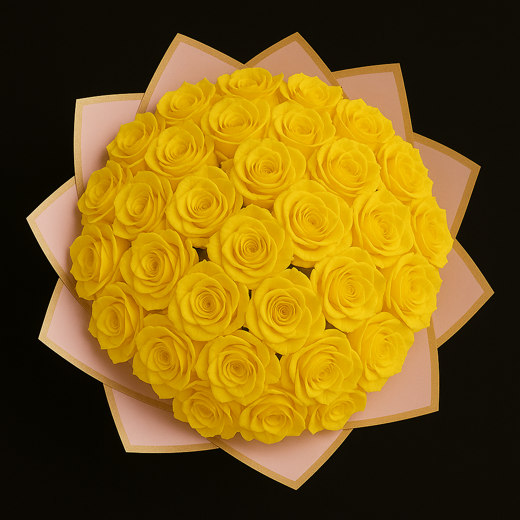 25 Rozen Boeket - Geel