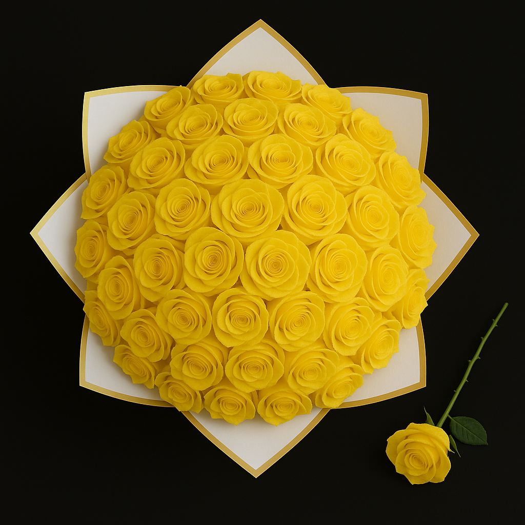 50 Rozen Boeket - Geel