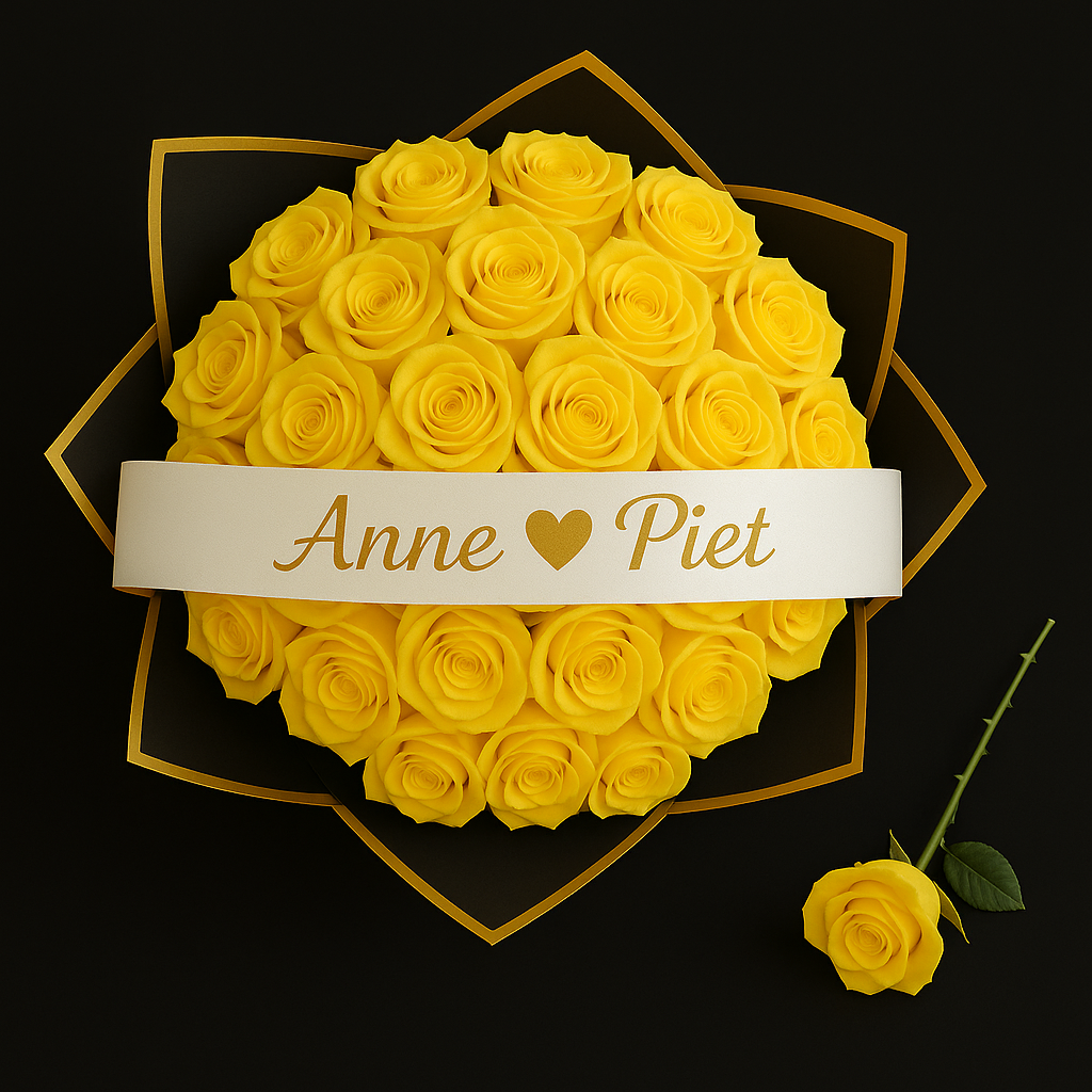 25 Rozen Boeket - Geel