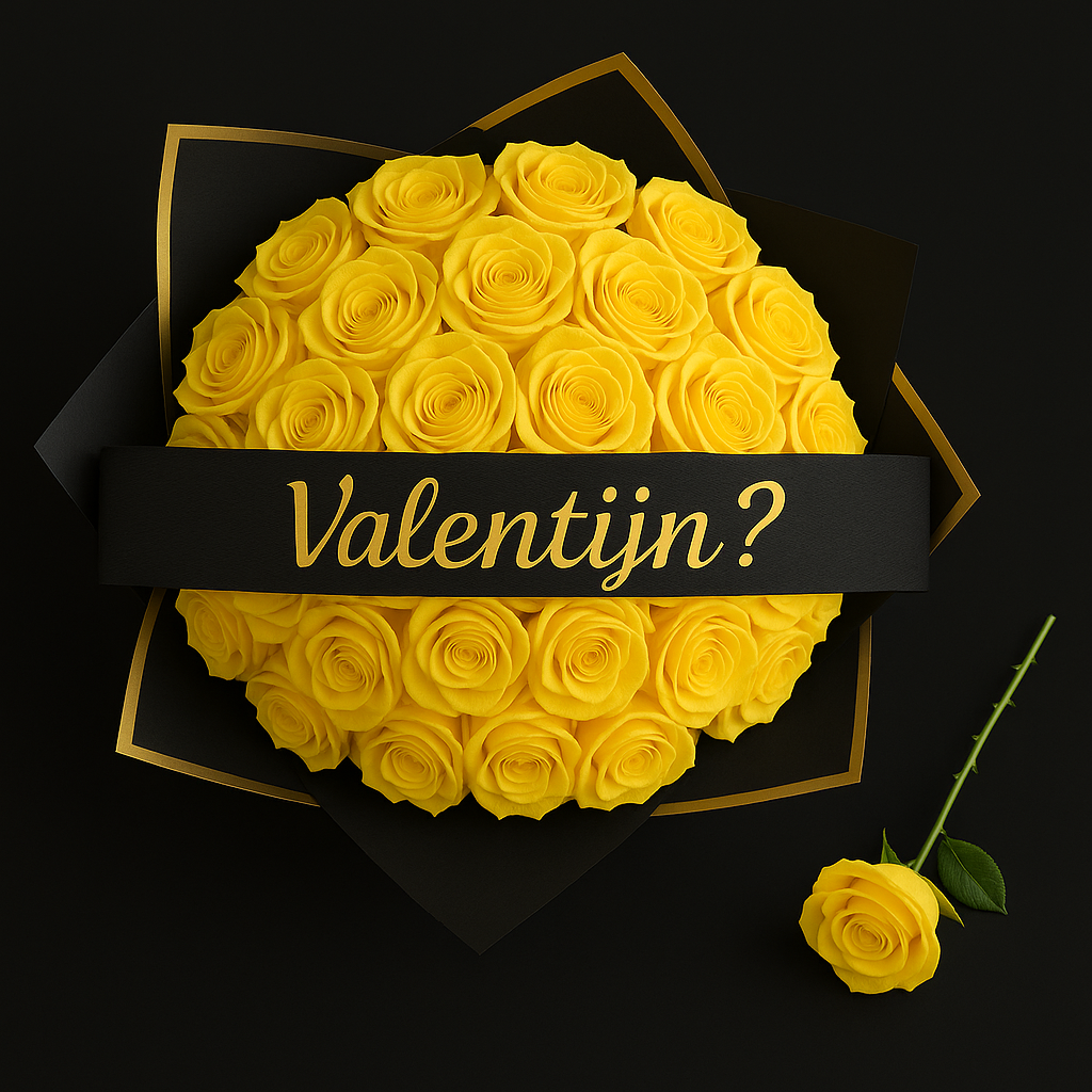 25 Rozen Boeket - Geel
