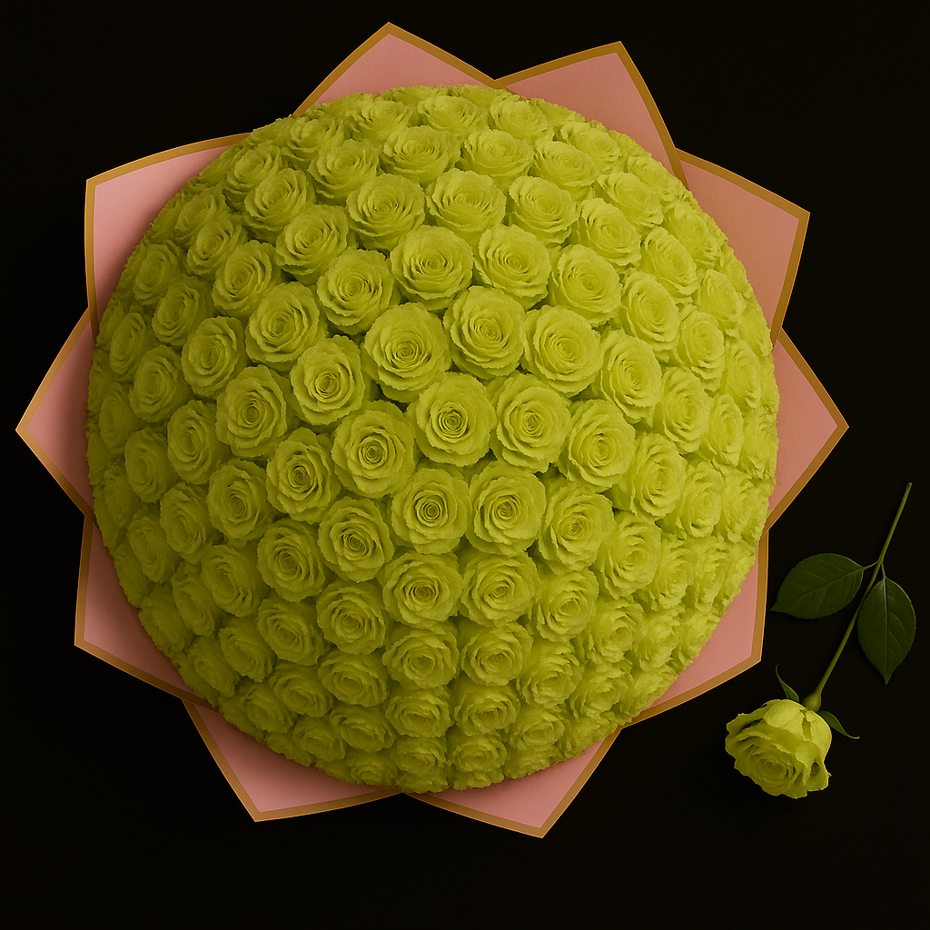 100 Rozen Boeket - Groen