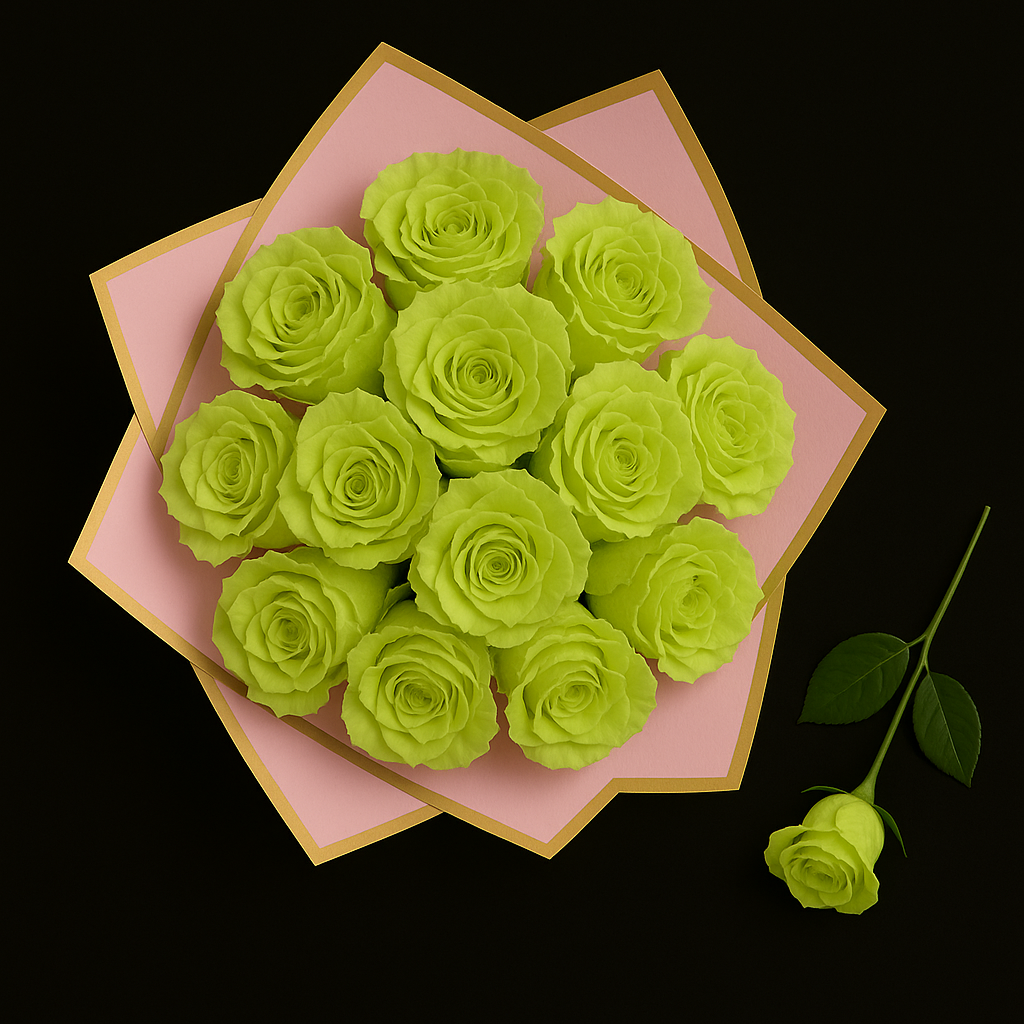 12 Rozen Boeket - Groen