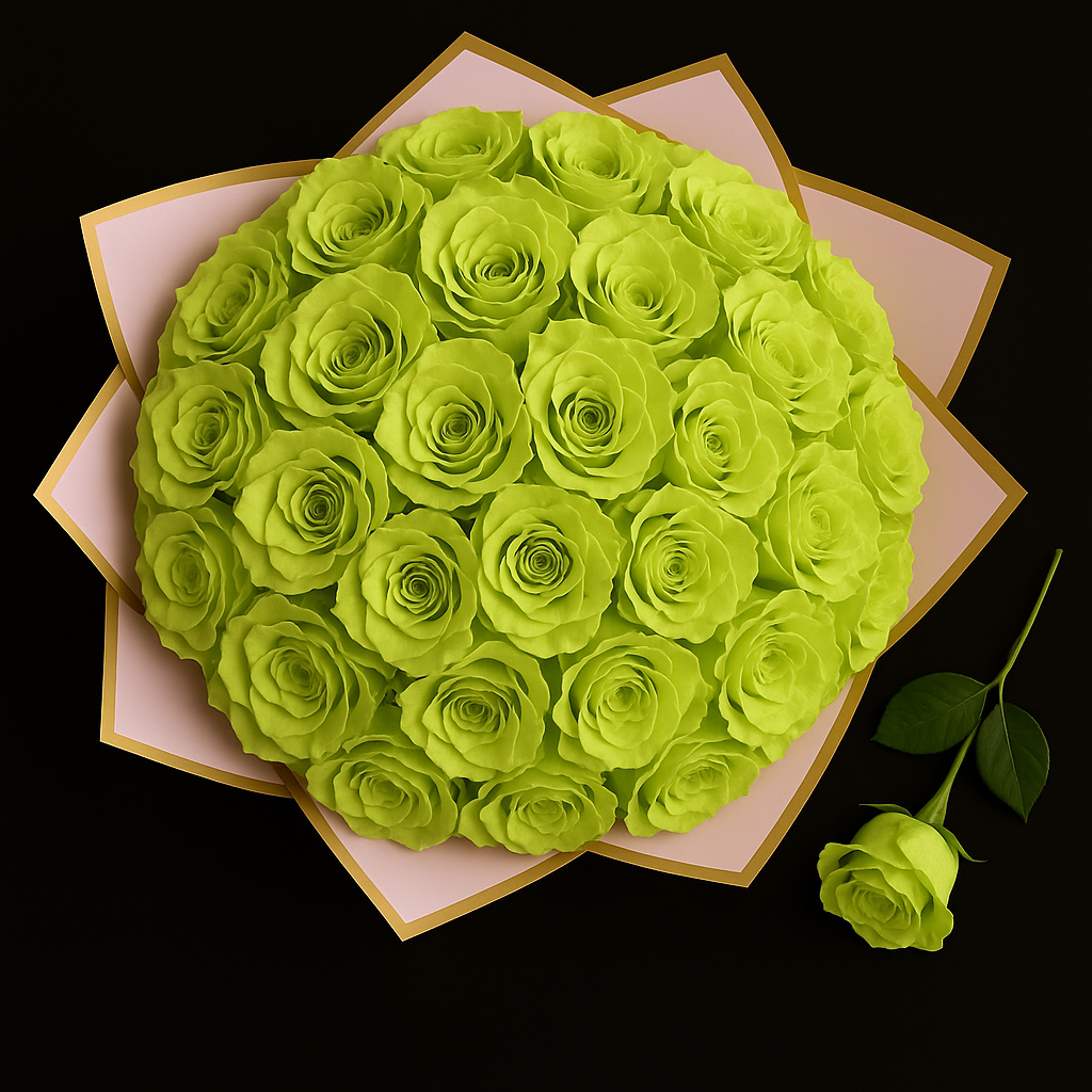 25 Rozen Boeket - Groen