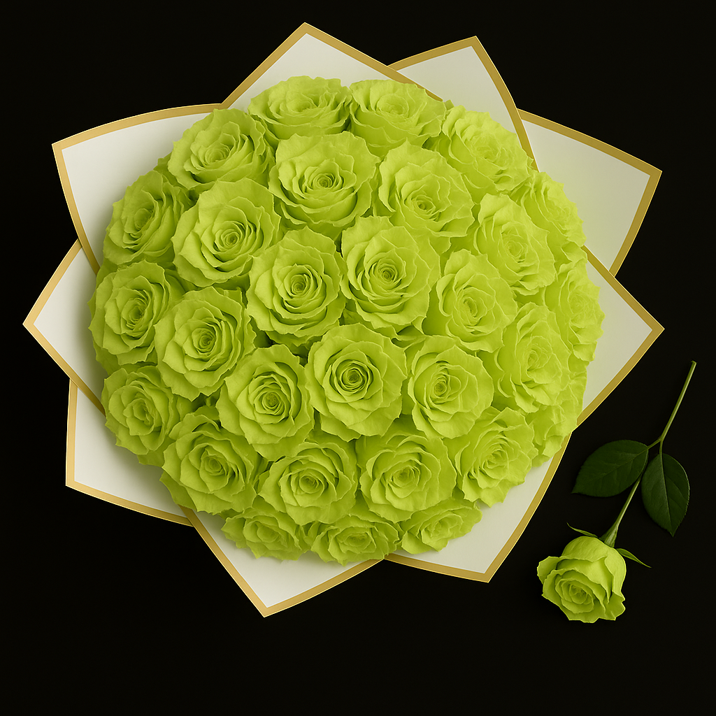 25 Rozen Boeket - Groen