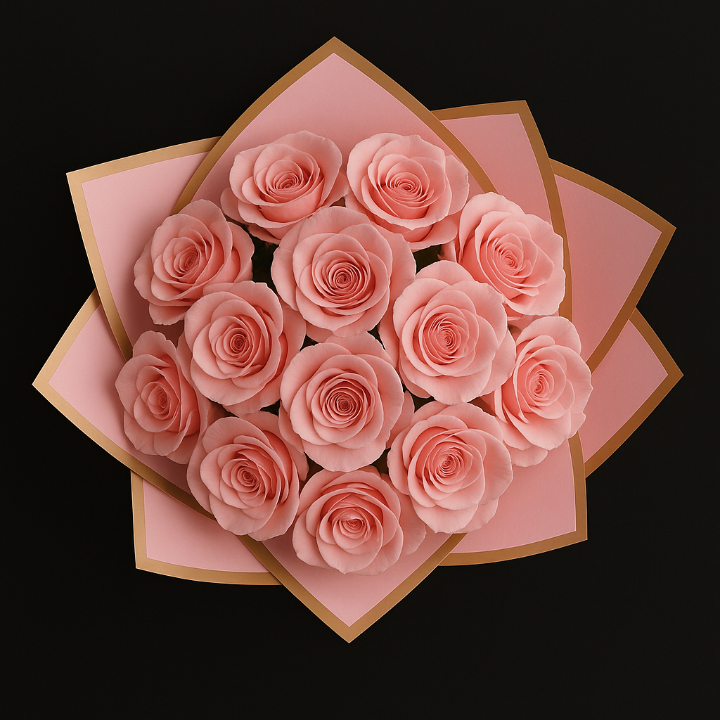 12 Rozen Boeket - Roze