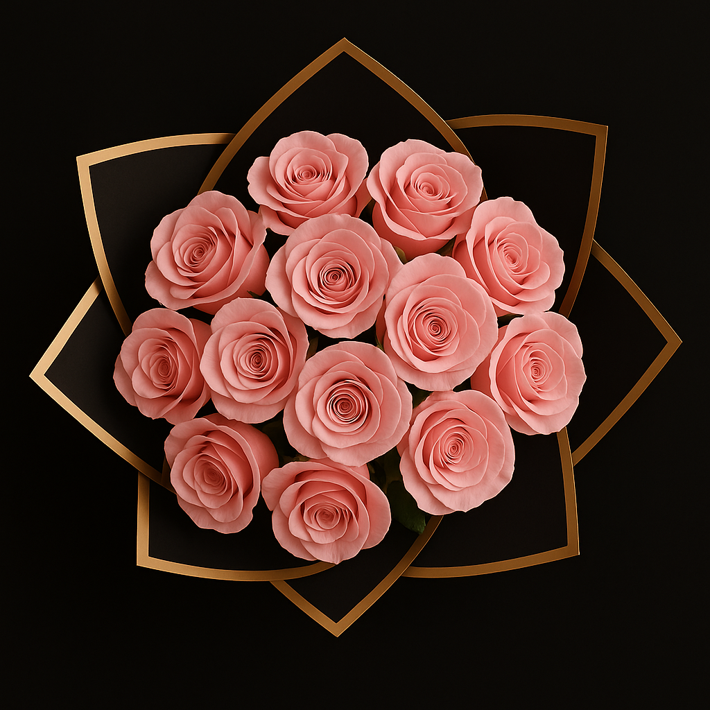 12 Rozen Boeket - Roze