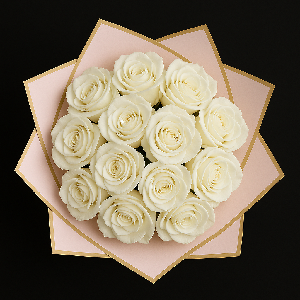 12 Rozen Boeket - Wit