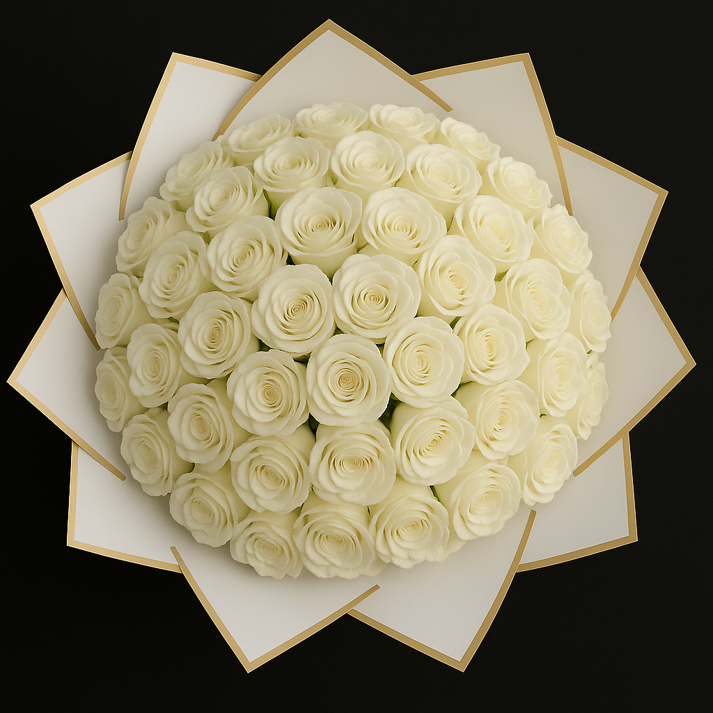 50 Rozen Boeket - Wit