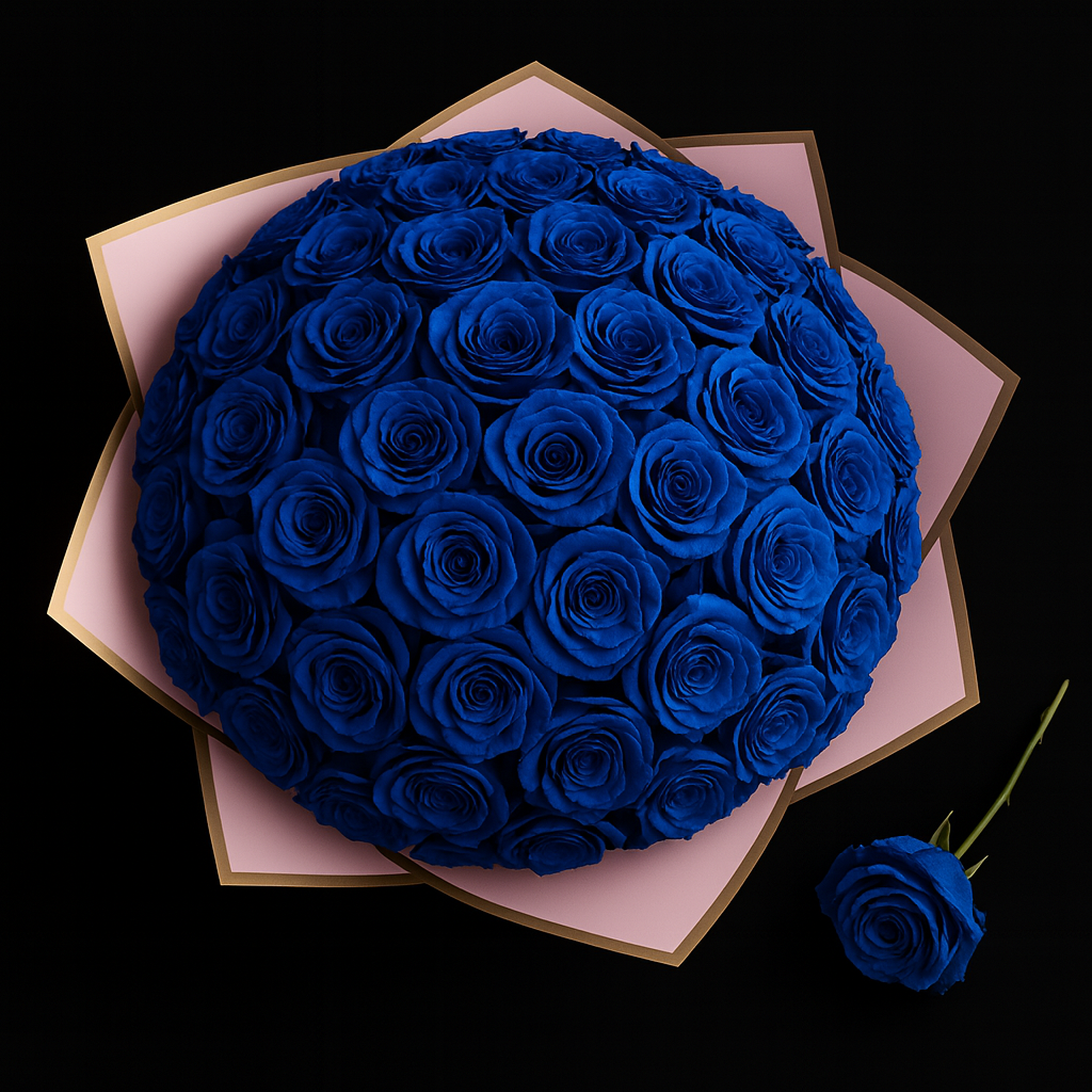 50 Rozen Boeket - Blauw