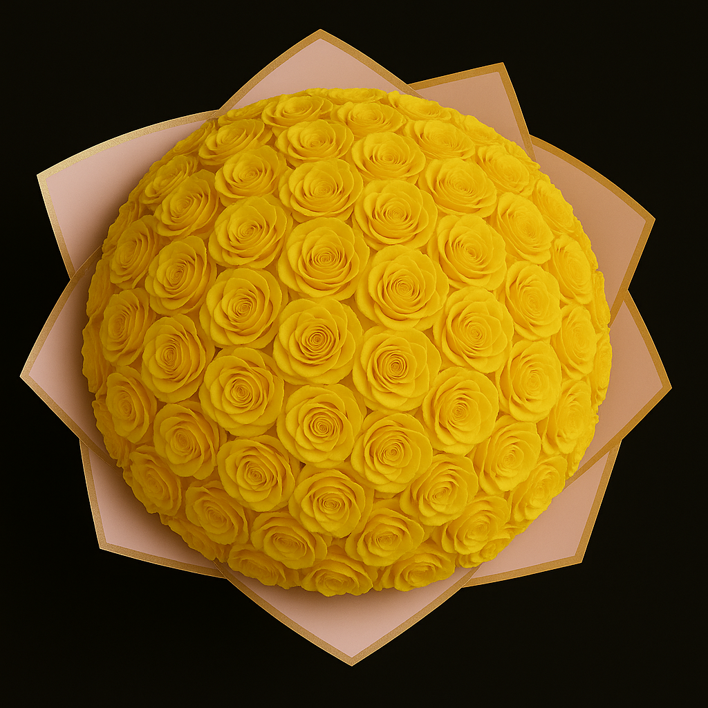 100 Rozen Boeket - Geel