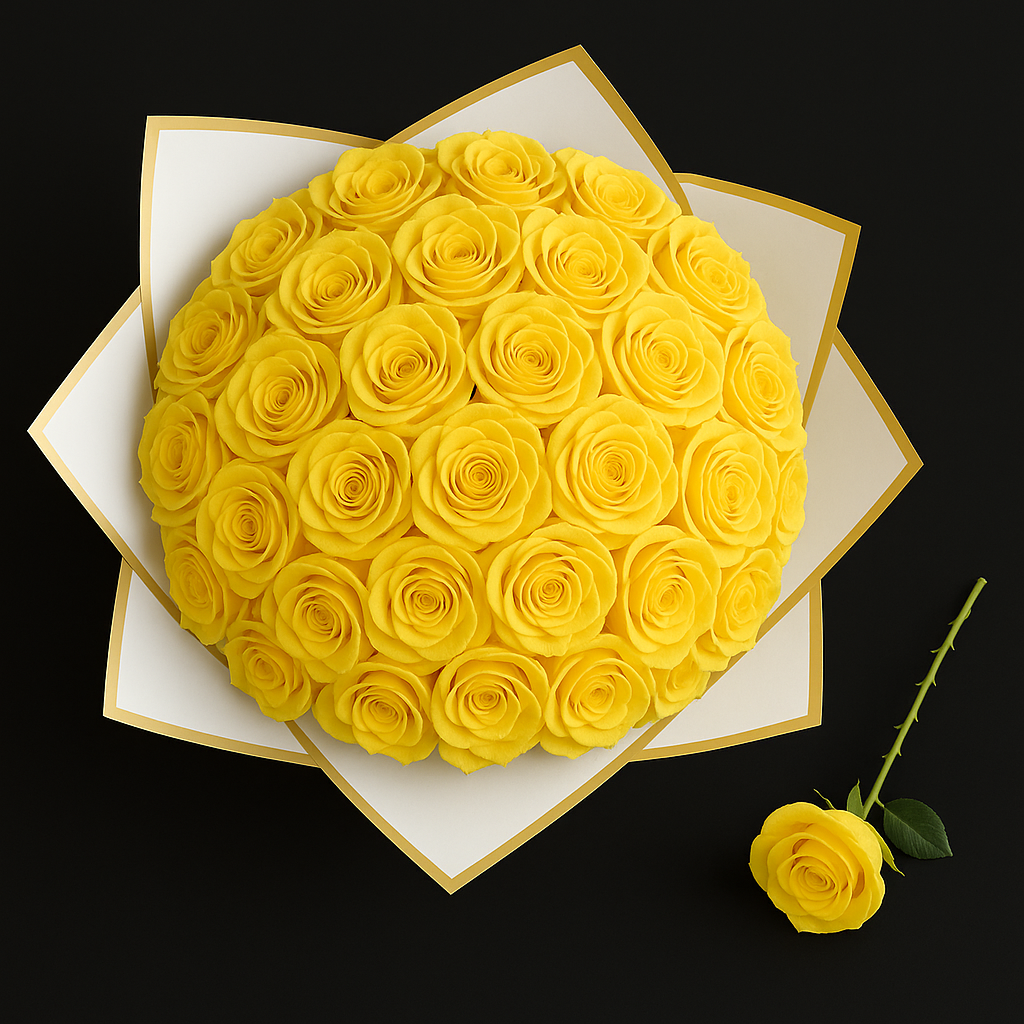 25 Rozen Boeket - Geel