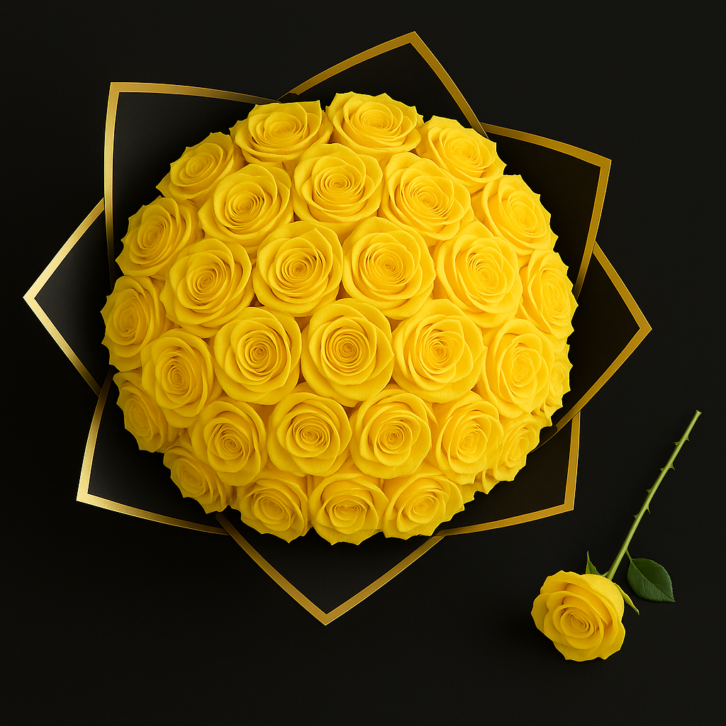 25 Rozen Boeket - Geel