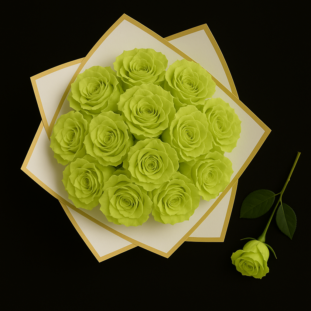 12 Rozen Boeket - Groen