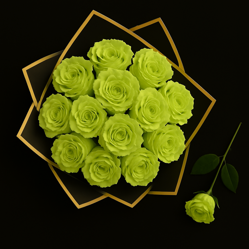 12 Rozen Boeket - Groen