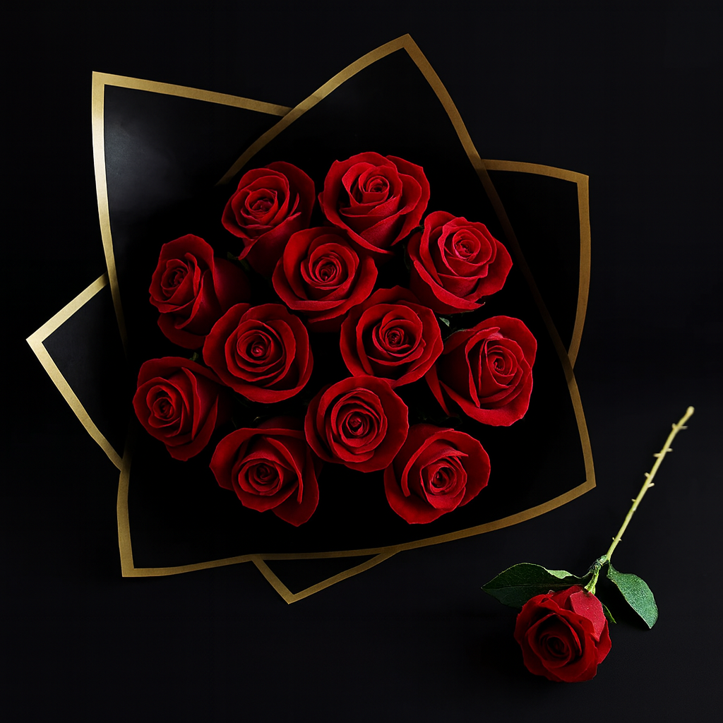 12 Rozen Boeket - Rood