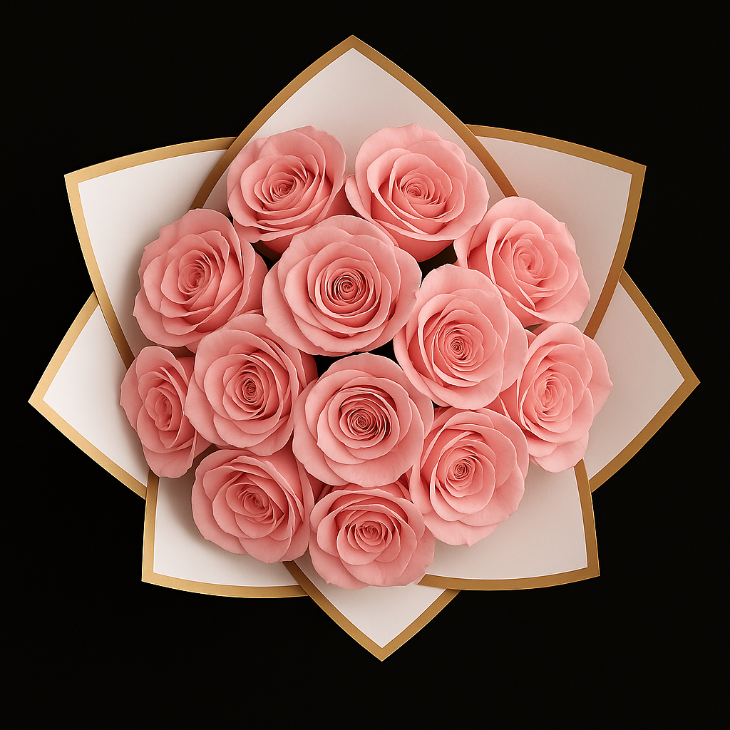 12 Rozen Boeket - Roze