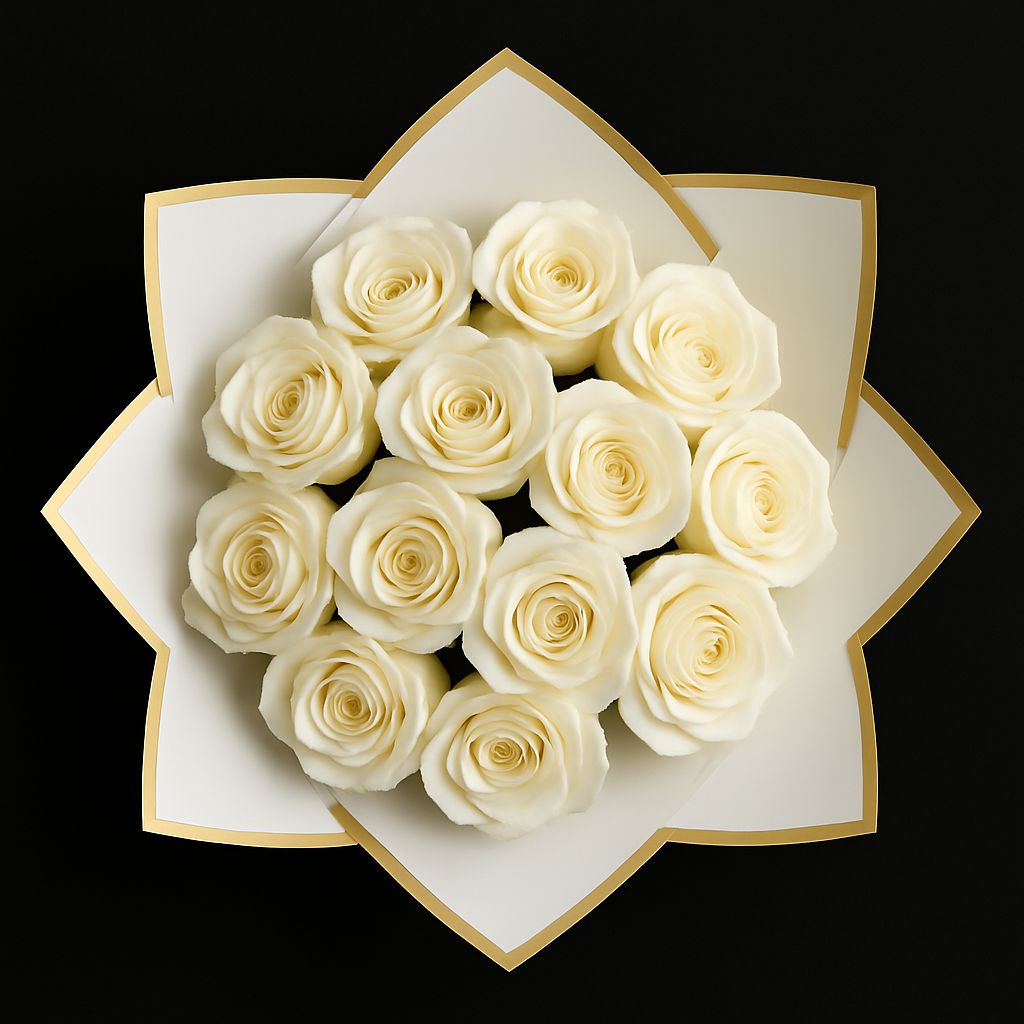 12 Rozen Boeket - Wit