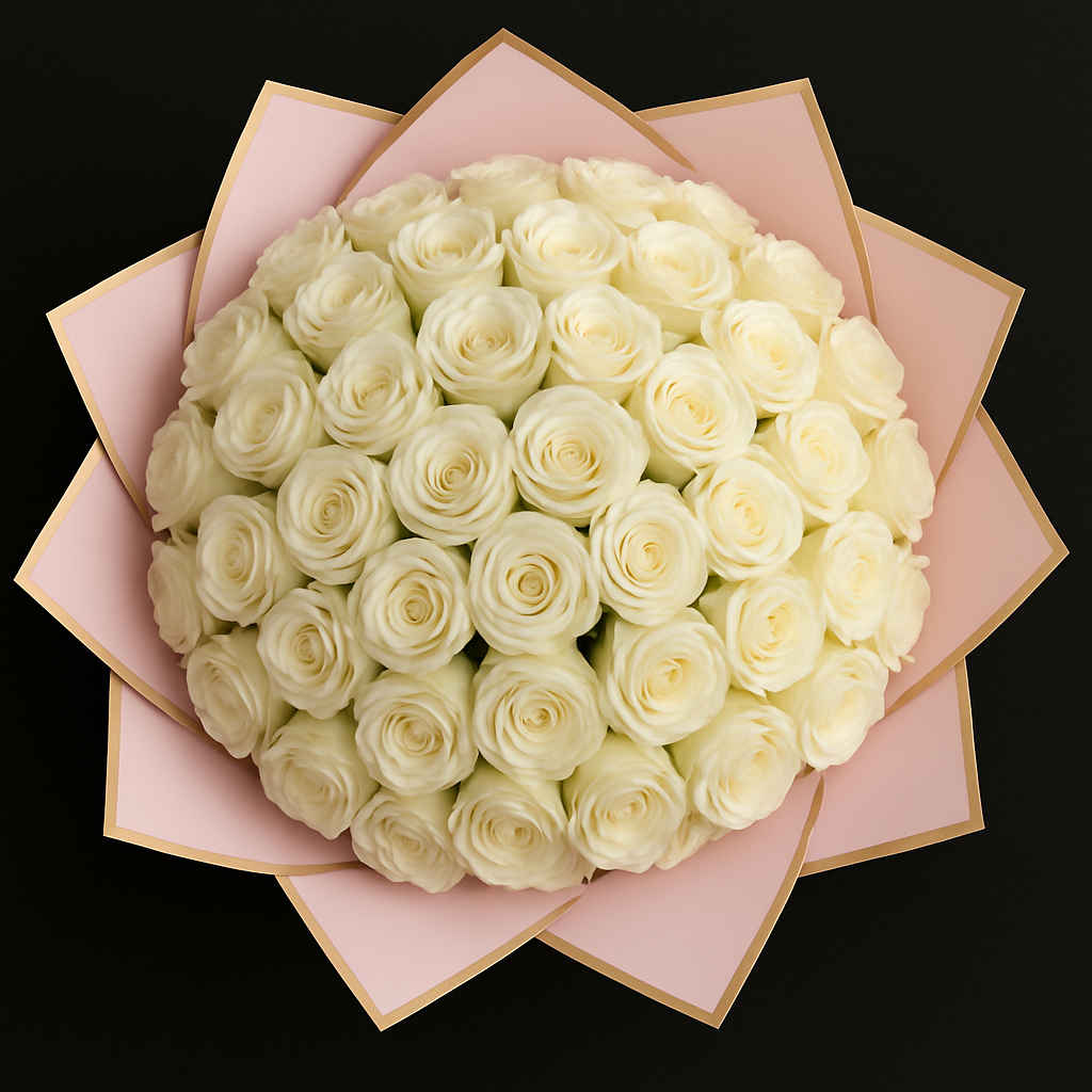 50 Rozen Boeket - Wit